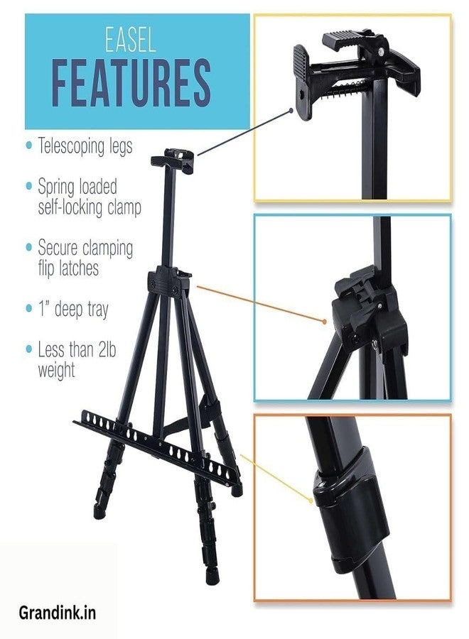 سنوج حامل ثلاثي القوائم معدني محمول من SNOOGG بطول 6 أقدام: حامل رسم قابل لتعديل الارتفاع لعرض اللوحات القماشية واللافتات والإعلانات - حامل ألومنيوم خفيف الوزن يتحمل حتى 3 كجم، مثالي للاستخدام الداخلي والخارجي - Image 4
